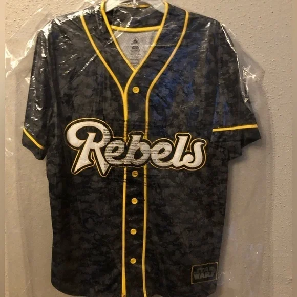 Rebels Logo Baseball Jersey for Adults - Picture 5 of 9